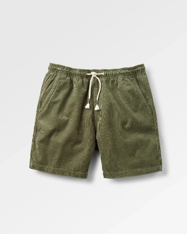 Men's distressed cotton shorts for a bohemian - inspired style   Drifter Cord Short - Dusty Olive