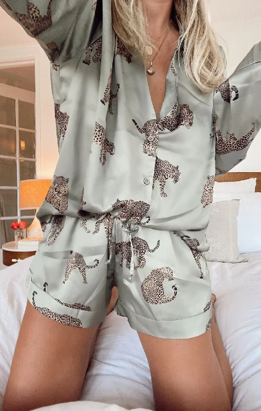 Men's adjustable - length convertible shorts for versatile use   Early Riser PJ Set ~ Feline Fine Silky