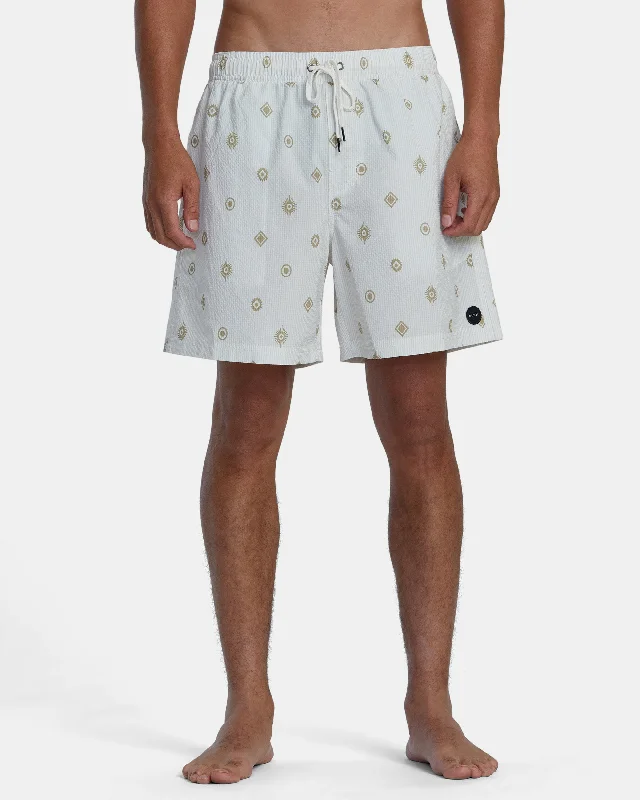 Men's floral print silk blend shorts for a unique night - out look   Endless 17" Elastic Waist Shorts - Latte
