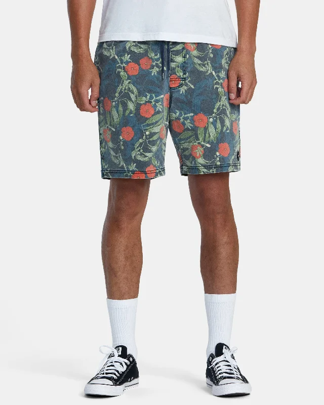 Men's adjustable - length convertible shorts for versatile use   Escape Print 17" Shorts - Moody Blue
