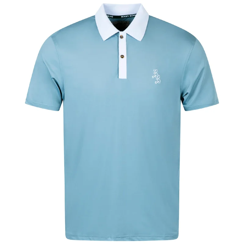 Men's two - tone stripe polo shirts with a preppy styleEssential Athletic Polo Bogey Blue - 2024