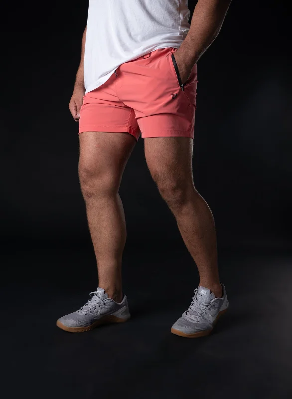 Men's checkered pattern wool shorts for a stylish winter layering option   EVERYDAY SHORTIES 5.5" - SALMON