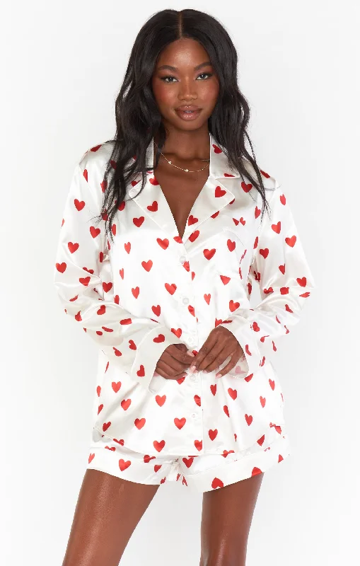 Men's elastic waistband lounge shorts for lazy weekends at home   Favorite PJ Set ~ Queen of Hearts