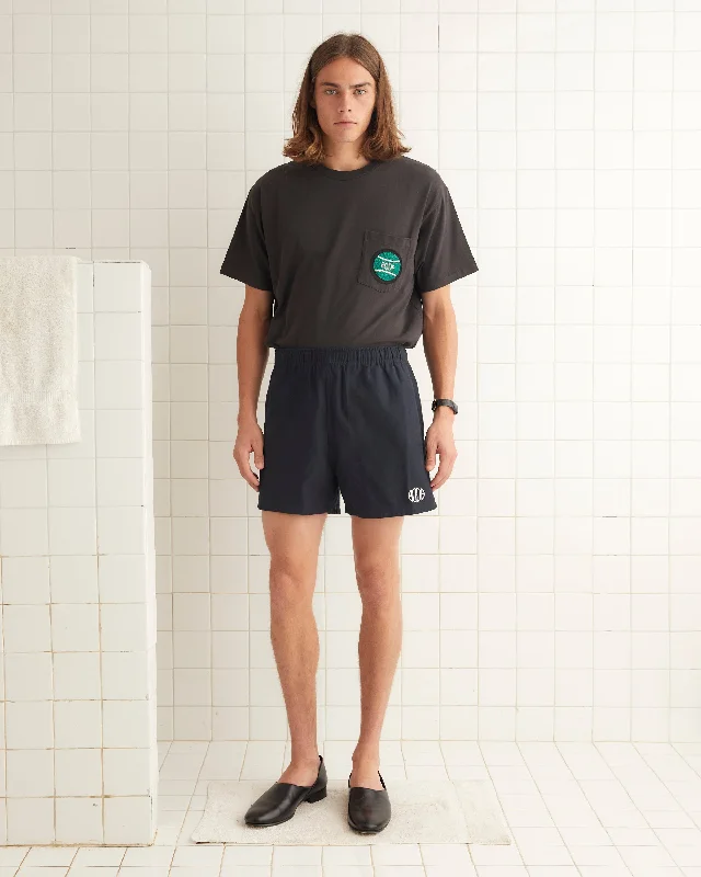 Men's drawstring casual linen shorts for a laid - back summer look Field Shorts - Black