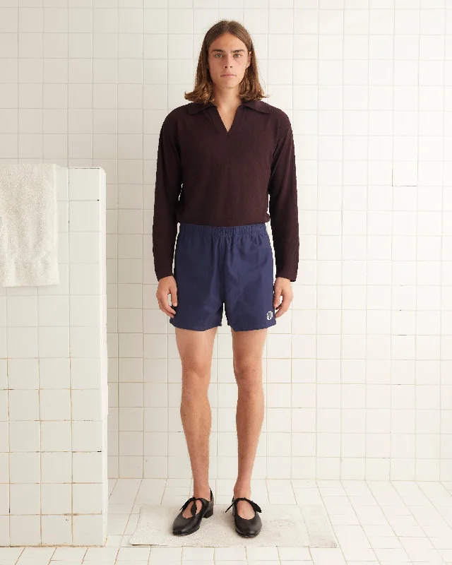 Men's drawstring casual linen shorts for a laid - back summer look Field Shorts - Navy
