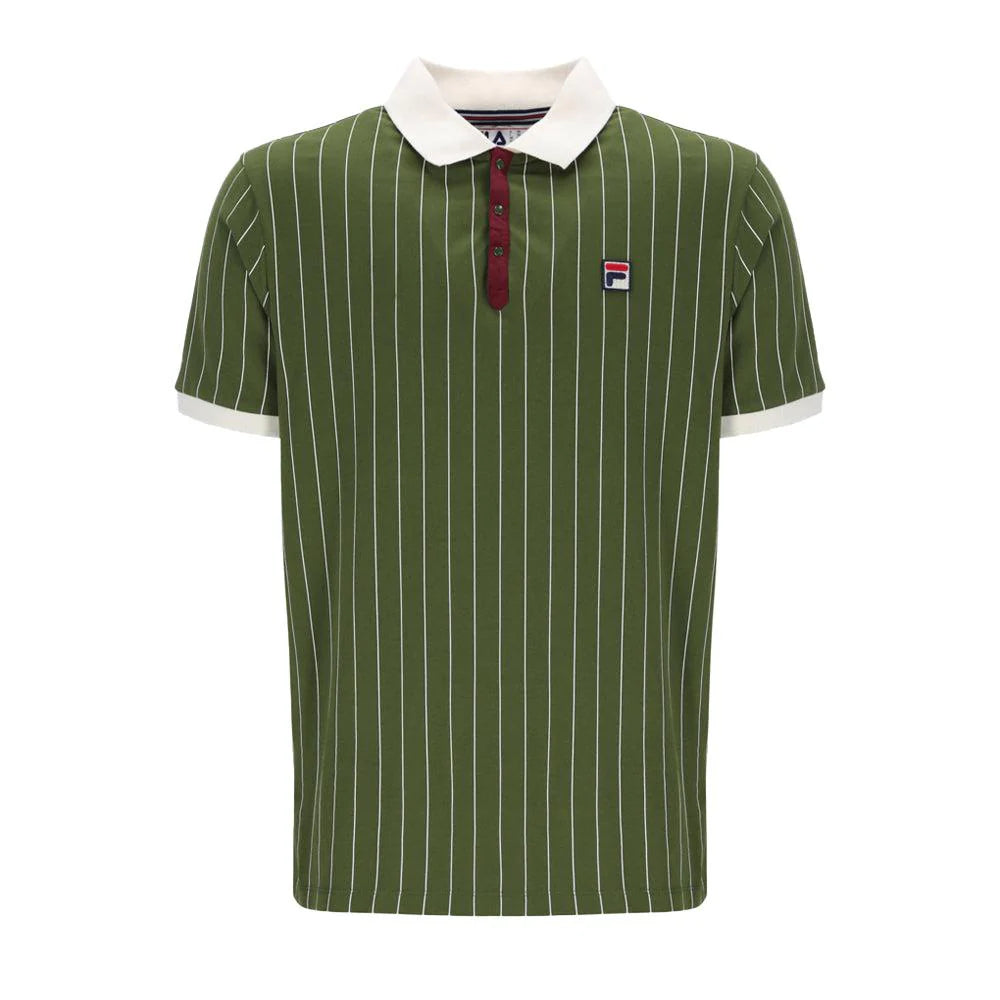 Men's luxury cashmere blend polo shirts in solid colorsFila Vintage Men's BB1 Classic Vintage Stripped Polo Shirt Chive Green
