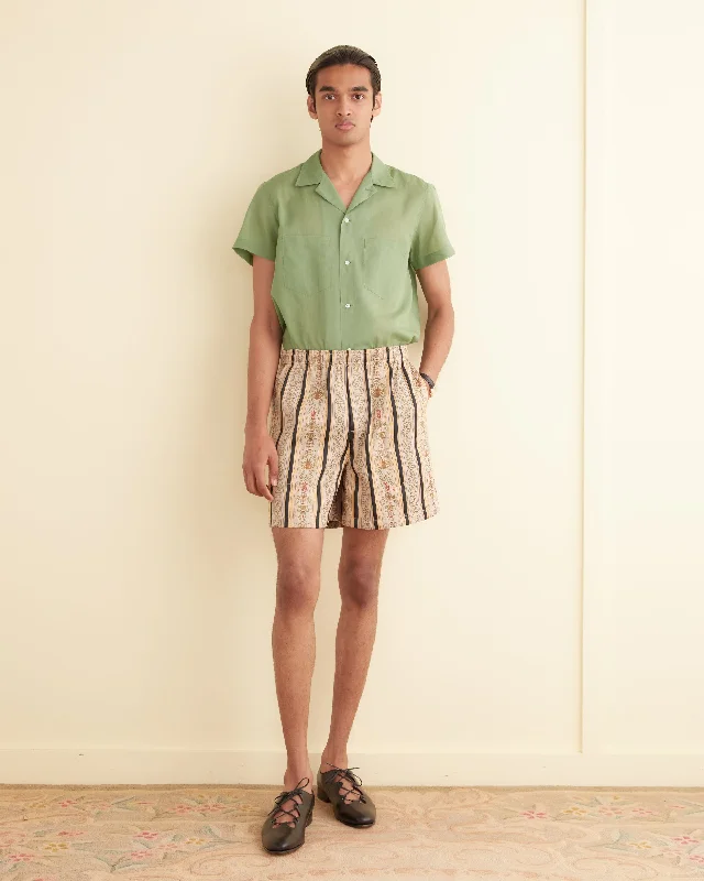 Men's plaid pattern wool blend shorts for a preppy fall style   Floret Brocade Shorts