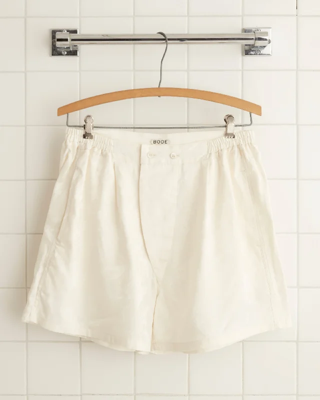 Men's adjustable - length convertible shorts for versatile use   Football Jacquard Boxers - Cream