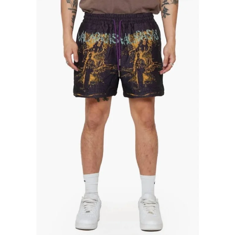 Men's flat - front chino shorts for semi - formal summer events   Ghost Hand Tapestry Short In Purple