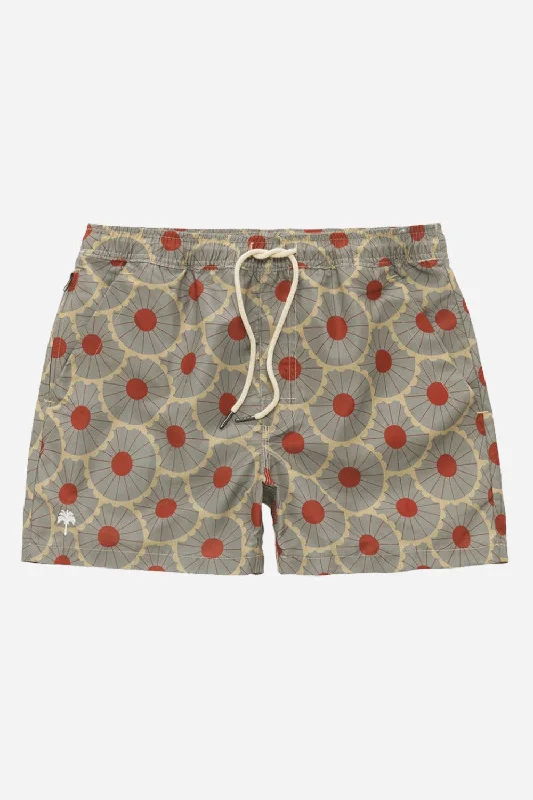Men's checkered pattern wool shorts for a stylish winter layering option   OAS Grey Gatsby Swim Trunks