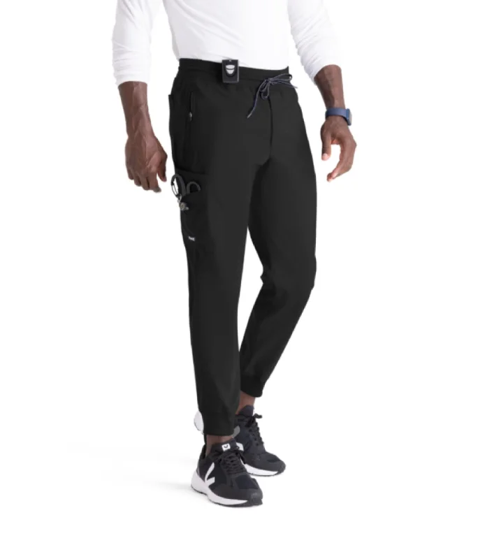 Men's zip - pocket canvas shorts for added functionality during travel   Grey's Anatomy Men's Murphy 5-Pocket Jogger Zip-Fly Scrub Pant