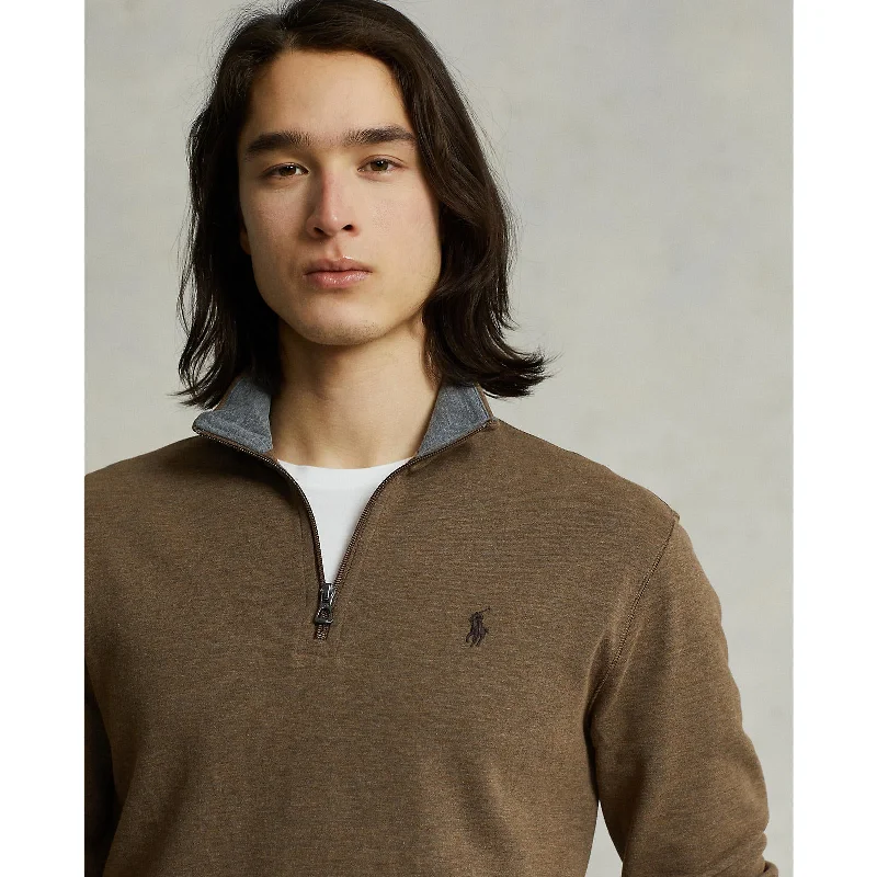 Men's lightweight performance polo shirts for tennis matchesPolo Ralph Lauren - Luxury Jersey Quarter Zip Sweatshirt - Cedar Brown