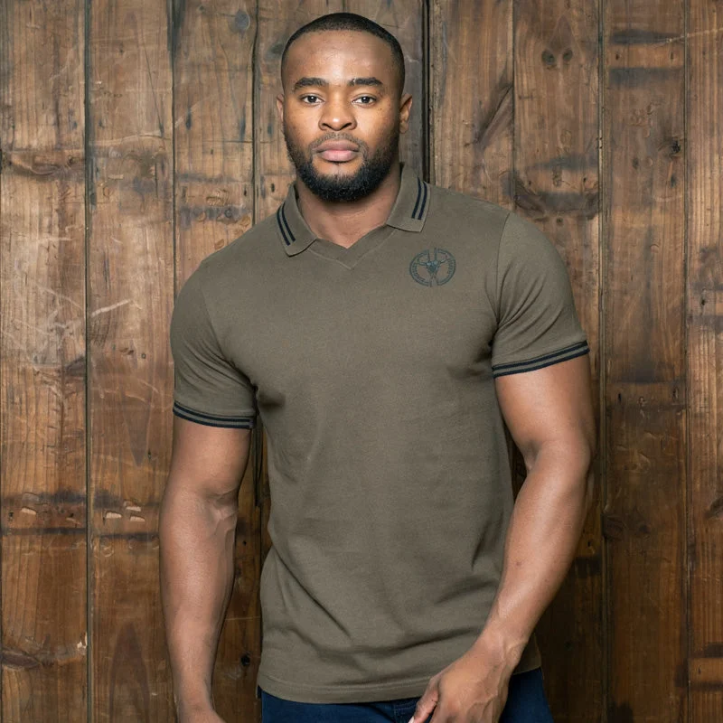 Men's budget - friendly basic polo shirts in multiple colorsBox Tipped V-Neck Fatigue