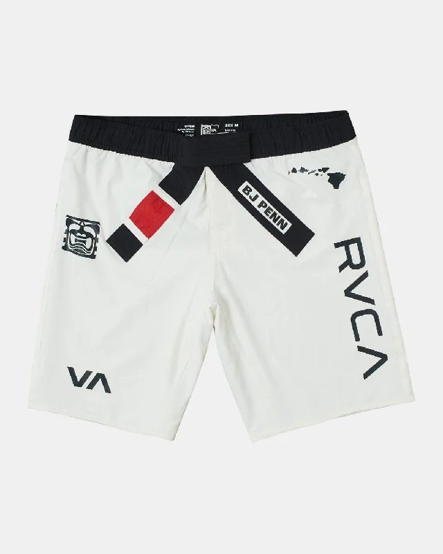 Men's button - fly denim work shorts for durability on the job   Limited Edition Bj Penn Legend Shorts - White