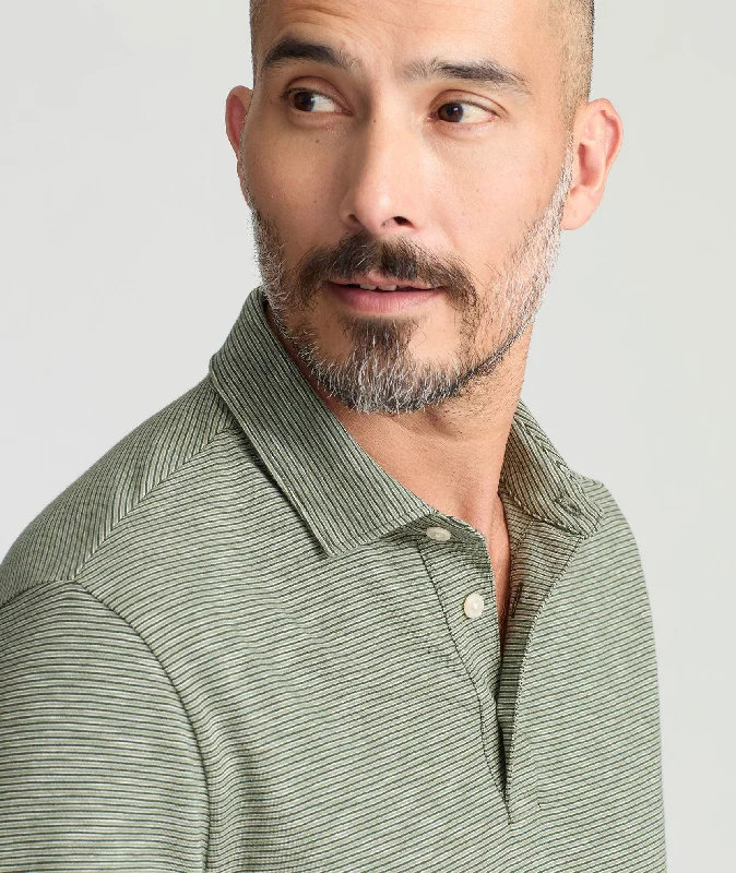 Men's ribbed cuffs and hem polo shirts for a textured lookJersey Slub Long-Sleeve Polo - FINAL SALE
