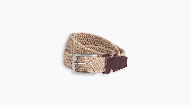 Men's flat - front chino shorts for semi - formal summer events   Men's Casual Braid Belt