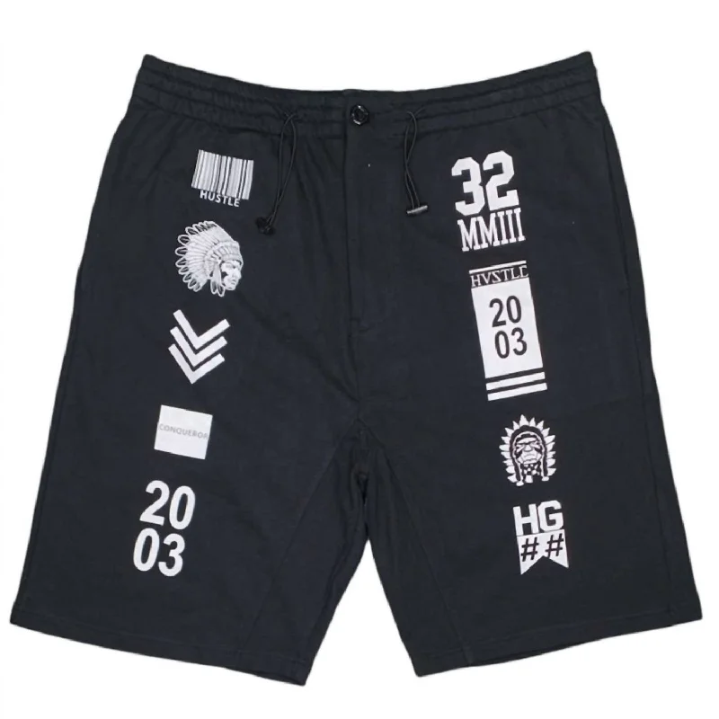Men's wide - leg linen blend shorts for a relaxed beachside vibe    Men's Graphic Short In Black