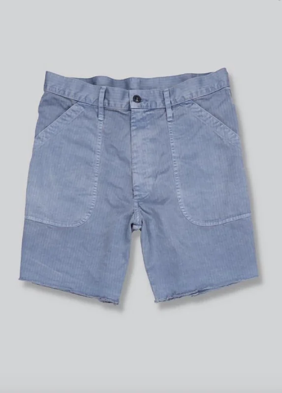 Men's elastic waistband lounge shorts for lazy weekends at home   Men's Herringbone Naval Short In Air Force