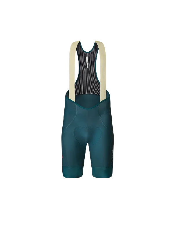 Men's checkered pattern wool shorts for a stylish winter layering option   Men's Level Team Bib Evo - Teal