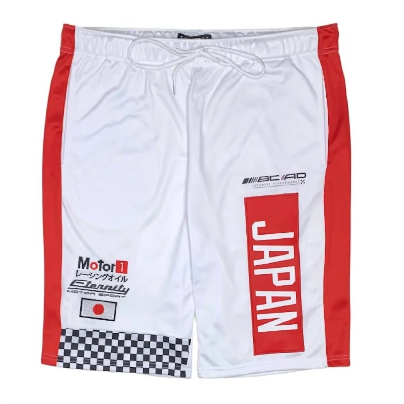 Men's checkered pattern wool shorts for a stylish winter layering option   Men's Motor Sport Short In White