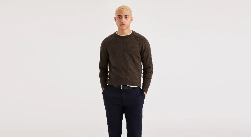Men's checkered pattern wool shorts for a stylish winter layering option   Men's Regular Fit Crewneck Sweater