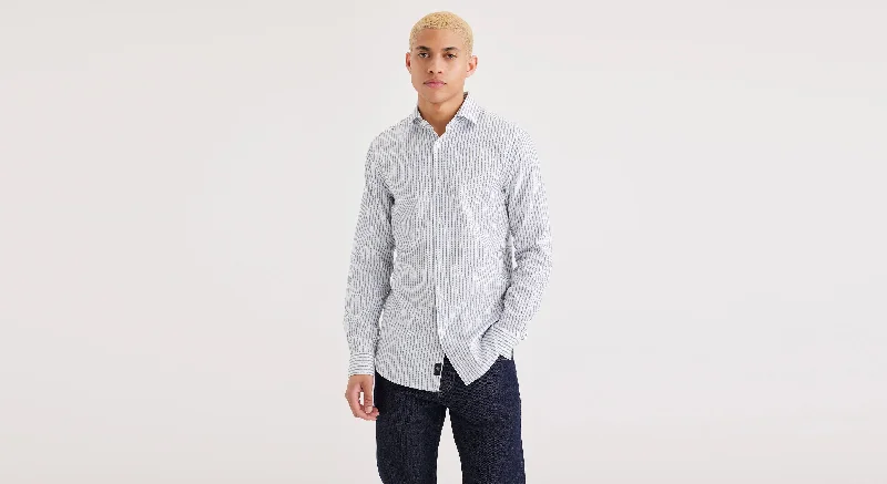 Men's button - fly denim work shorts for durability on the job   Men's Slim Fit Crafted Shirt