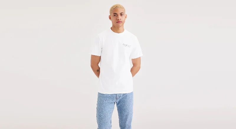 Men's moisture - wicking performance shorts for sweaty outdoor activities   Men's Slim Fit Logo Tee