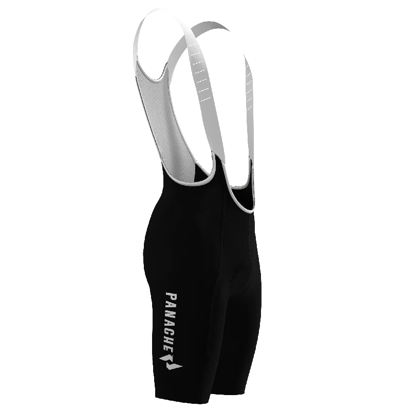Men's pleated front twill shorts for a classic and sophisticated appearance   Men's WT 2ND SKIN Bib Short - Black w/Panache Logo