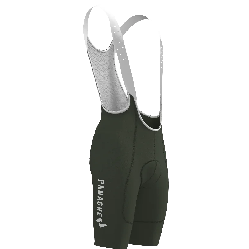 Men's wide - leg linen blend shorts for a relaxed beachside vibe    Men's WT 2ND SKIN Bib Short - Forest w/Panache Logo