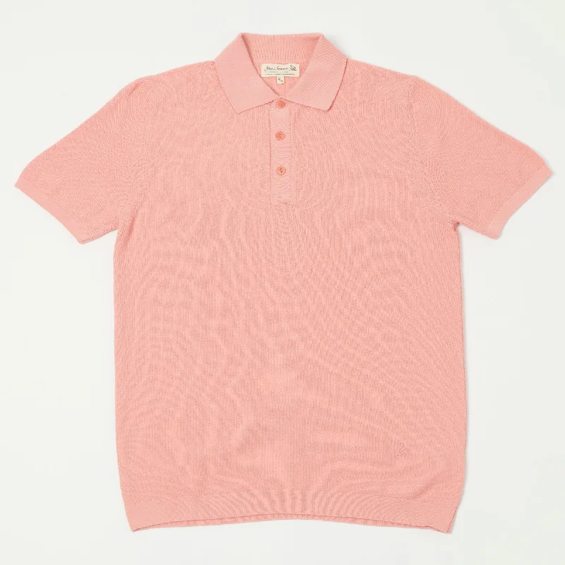Men's UV - protected polo shirts for outdoor gardeningMerz b. Schwanen KPLP02 Plant Based Knitted Polo Shirt - Peach