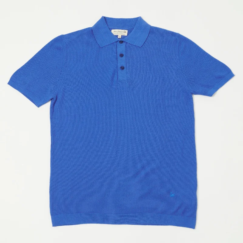 Men's antimicrobial polo shirts for odor - free daily wearMerz b. Schwanen KPLP02 Plant Based Knitted Polo Shirt - Washed Blue