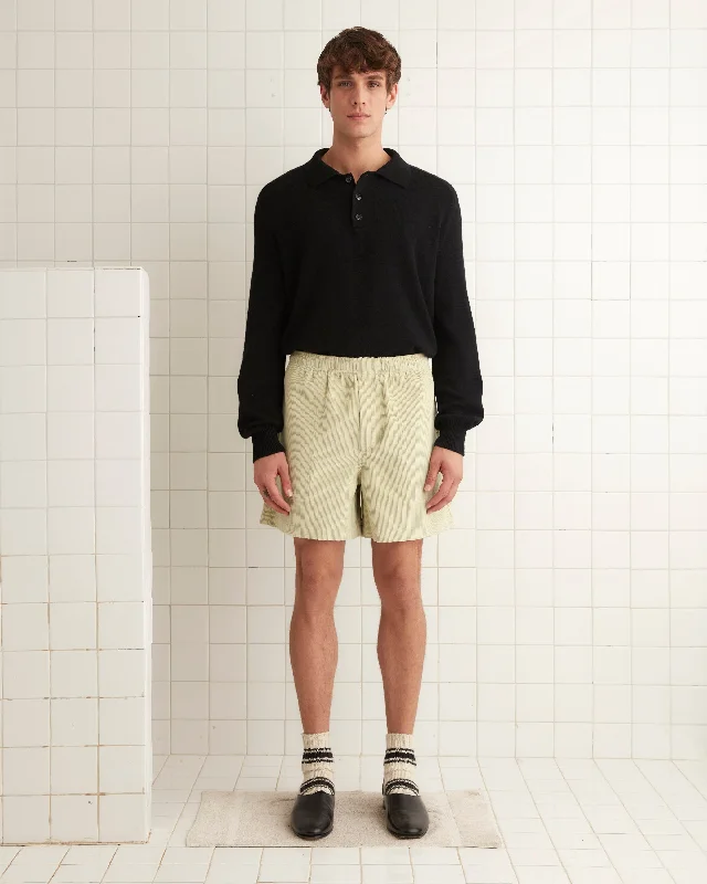 Men's distressed cotton shorts for a bohemian - inspired style   Mint Corduroy Shorts