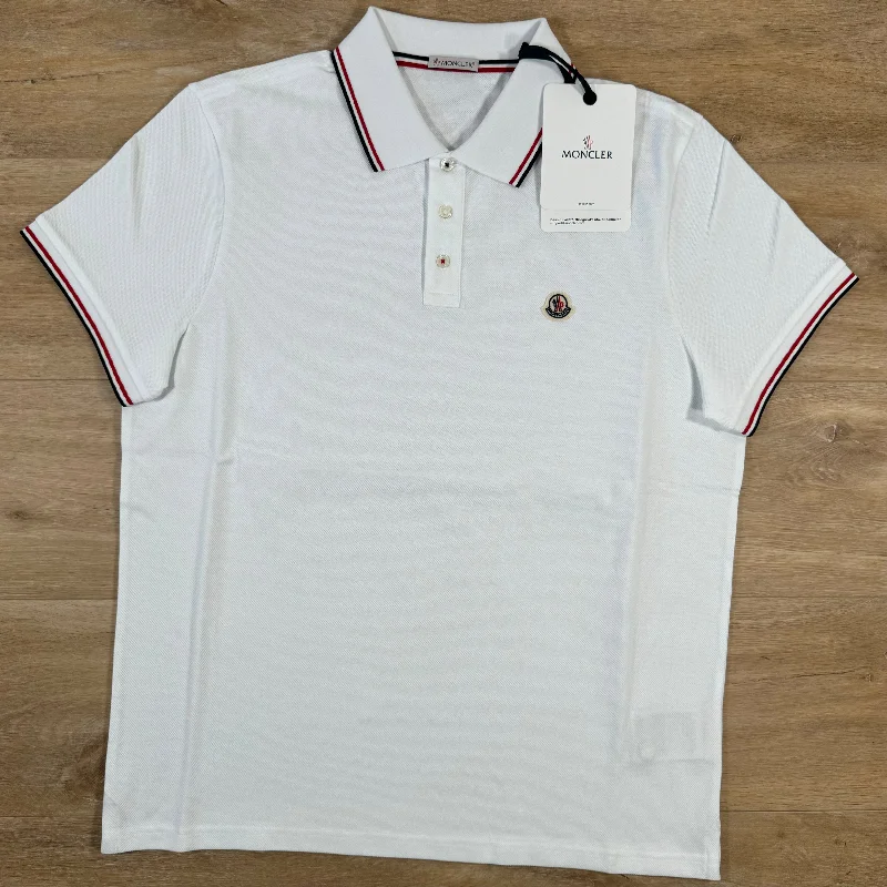 Men's quick - dry polo shirts for water sports activitiesMoncler Logo Patch Polo Shirt in White