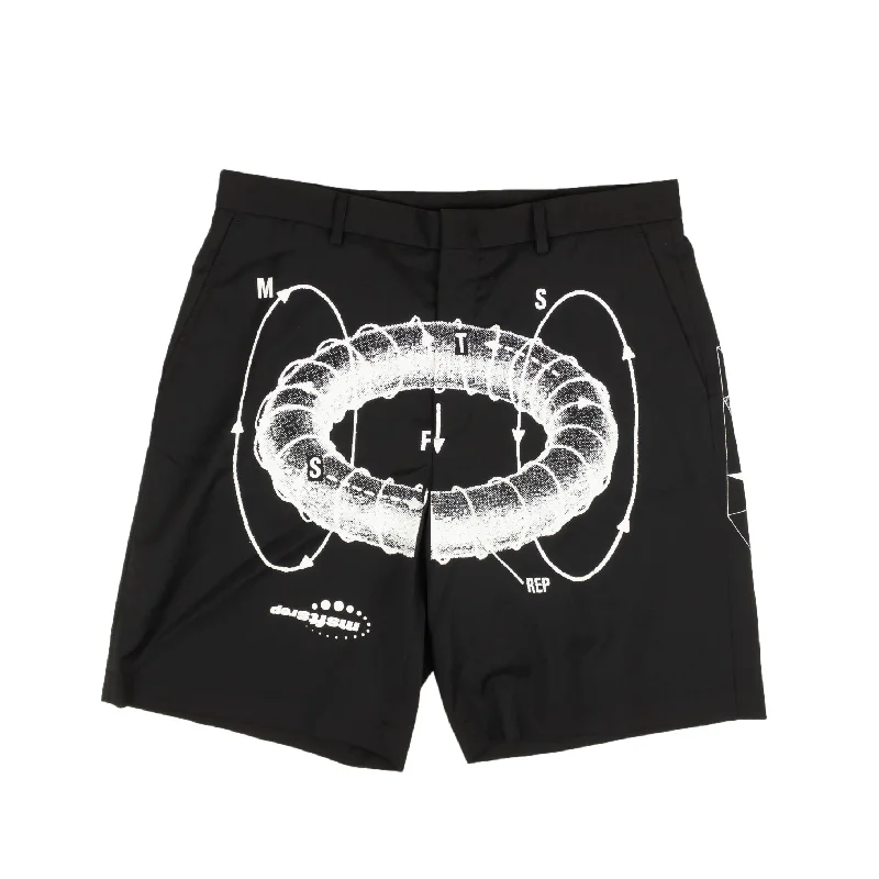Men's flat - front chino shorts for semi - formal summer events   Msfts Rep Suit Short Swonprint - Black/White