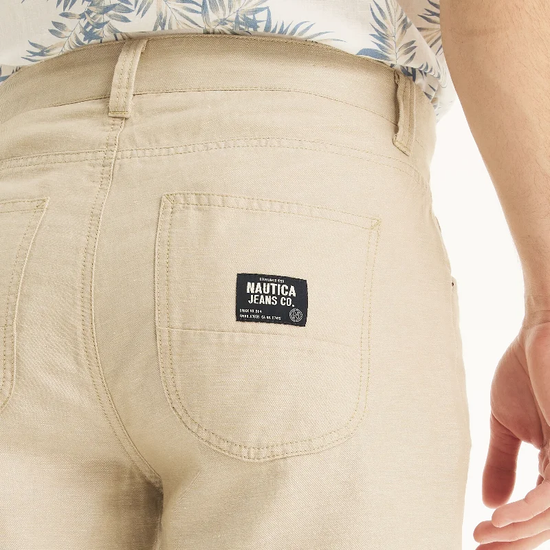 Men's adjustable - length convertible shorts for versatile use   Nautica Mens Nautica Jeans Co. 9.5" Linen 5-Pocket Short