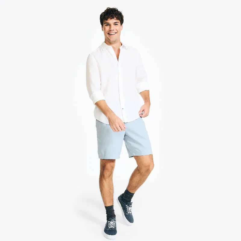 Men's zip - pocket canvas shorts for added functionality during travel   Nautica Mens Sustainably Crafted 8.5" Pleated Short
