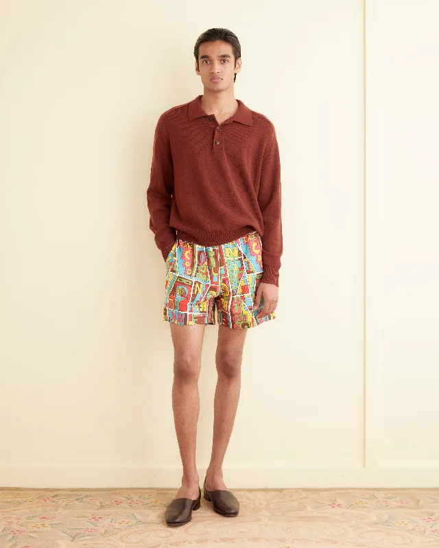 Men's flat - front chino shorts for semi - formal summer events New England Mosaic Shorts Men's flat - front chino shorts for semi - formal summer events New England Mosaic Shorts