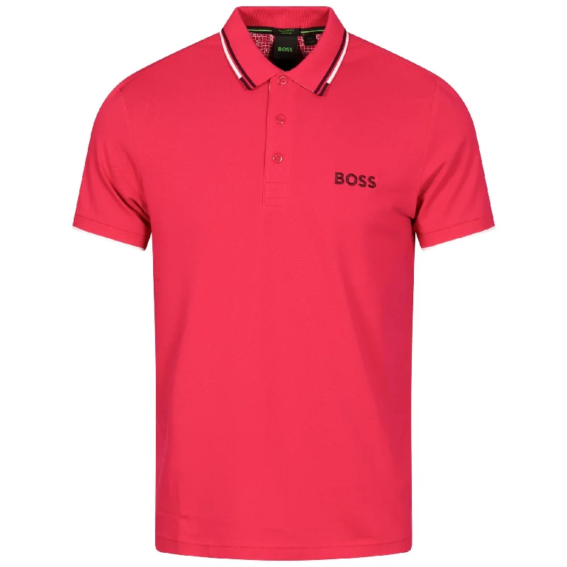 Men's stretchable athletic polo shirts for fitness workoutsPaddy Pro Open Pink - SS24
