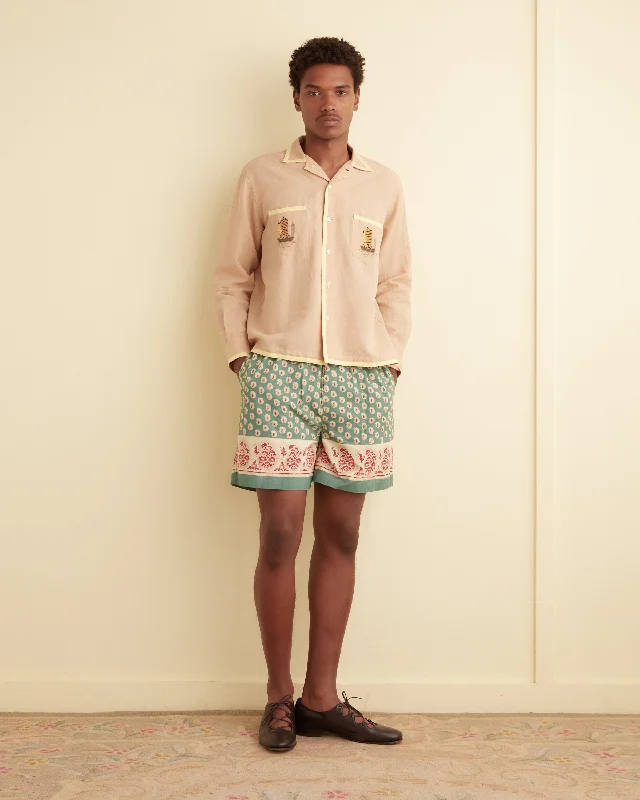 Men's adjustable - length convertible shorts for versatile use   Paisley Frame Shorts