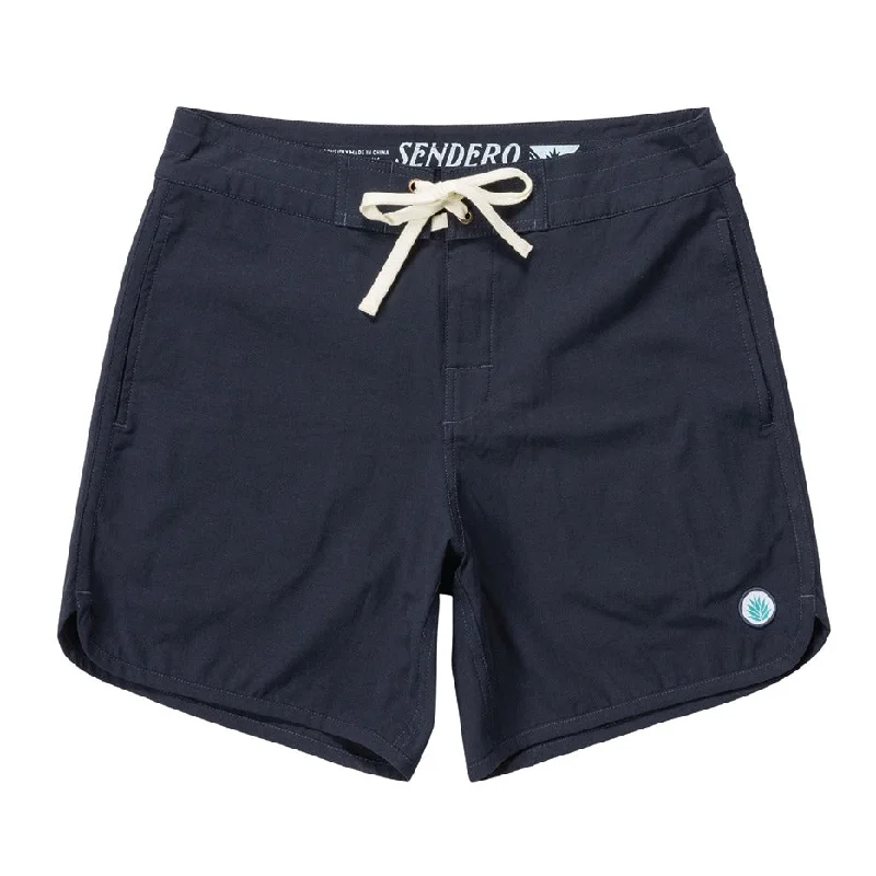 Men's zip - pocket canvas shorts for added functionality during travel   Sendero Provisions Point Bar Boardshort in Deep Navy