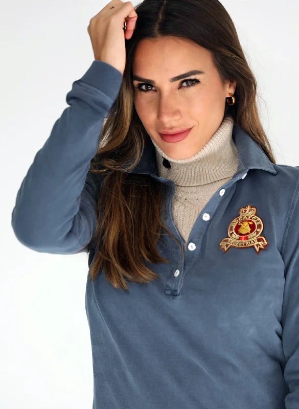 Men's high - collar polo shirts with a modern twistPolo Mujer Rugby Tinte Azul Grisaceo