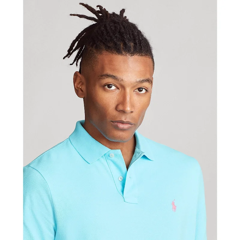 Men's vintage - inspired retro polo shirts with unique patternsPolo Ralph Lauren - Custom Fit Mesh Polo - Turquoise (Pink Pony)