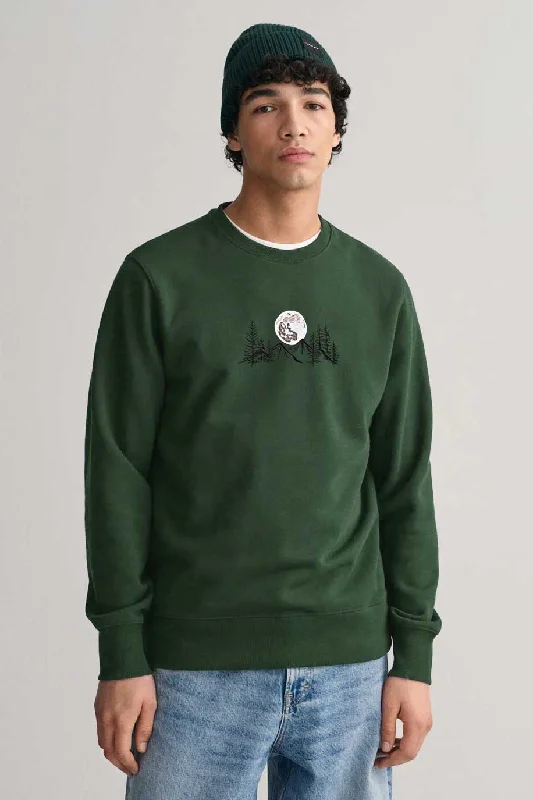 Men's vintage - inspired retro polo shirts with unique patternsPolo Republica Men's Mountain Moon Embroidered Fleece Sweat Shirt