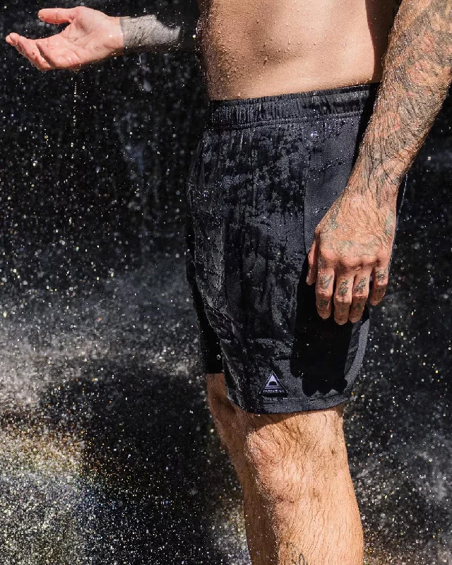 Men's flat - front chino shorts for semi - formal summer events   Porto Recycled All Purpose Swim Short - Black