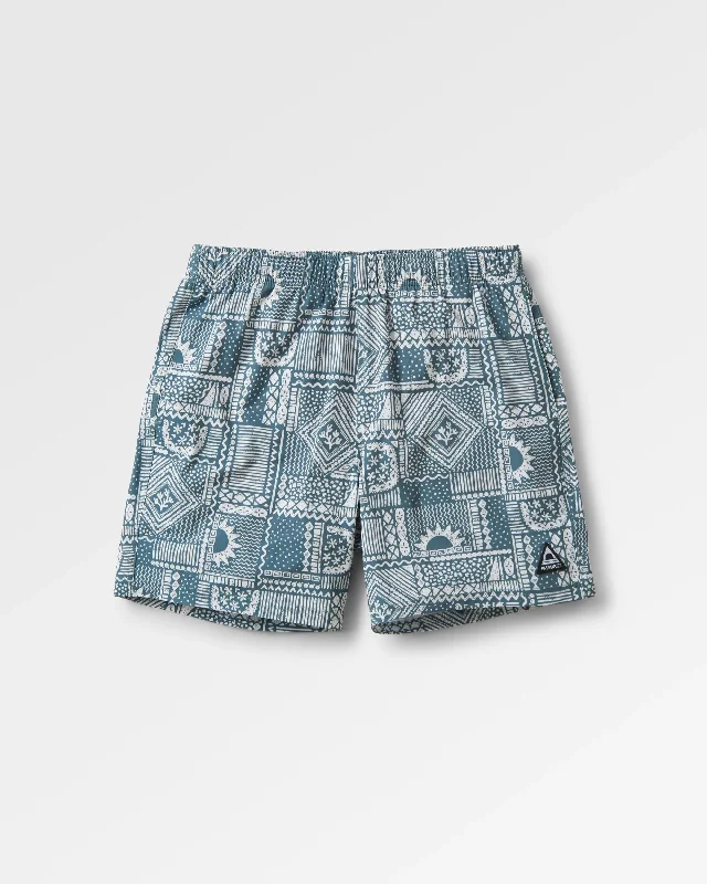 Men's plaid pattern wool blend shorts for a preppy fall style   Porto Recycled All Purpose Swim Short - Vintage Patchwork Dark Forest