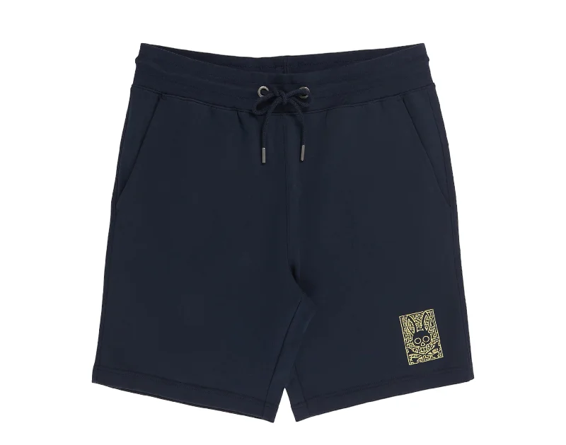 Men's breathable cotton athletic shorts for intense workouts Psycho Bunny Men's Navy Pisani Embroidered Sweatshort B6R714X1FT-NVY