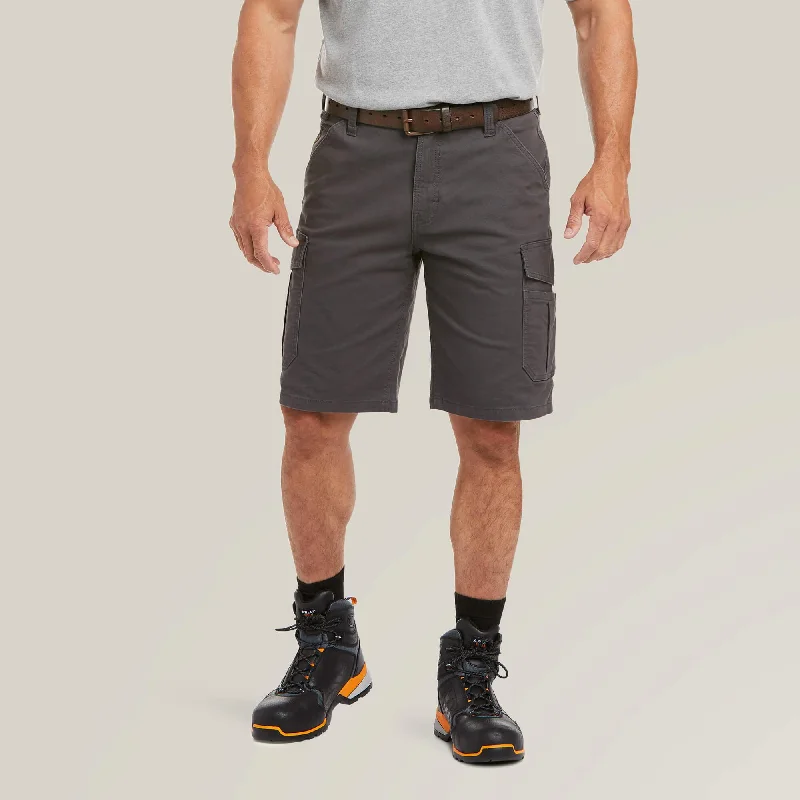 Men's moisture - wicking performance shorts for sweaty outdoor activities   Rebar DuraStretch Made Tough Cargo Short - Rebar Grey