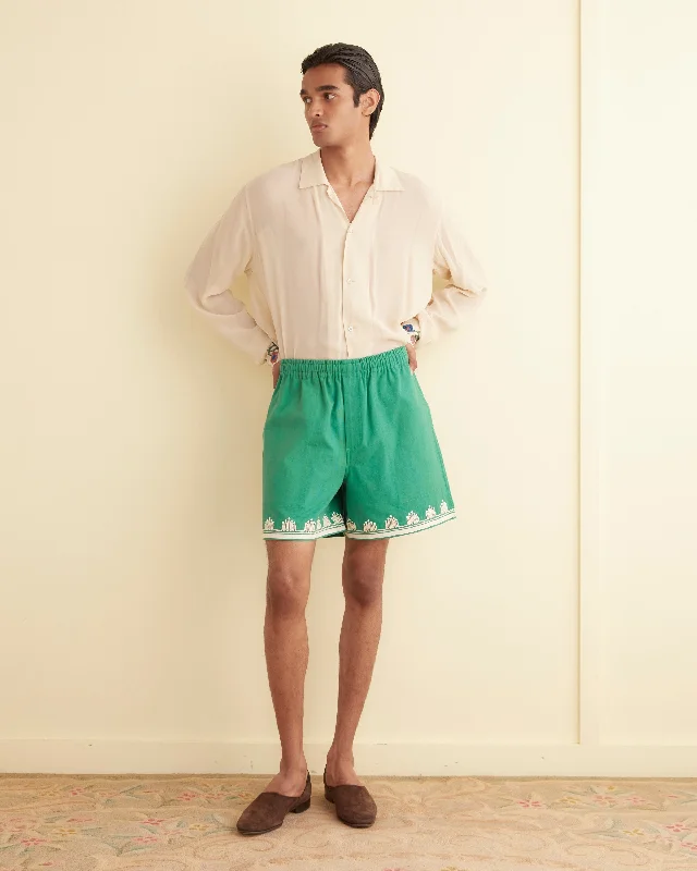 Men's adjustable - length convertible shorts for versatile use   Ripple Appliqué Shorts