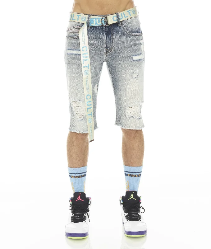 Men's camo print cargo shorts for outdoor adventures ROCKER MENS SHORT STRETCH w/ BELT IN BLEACH