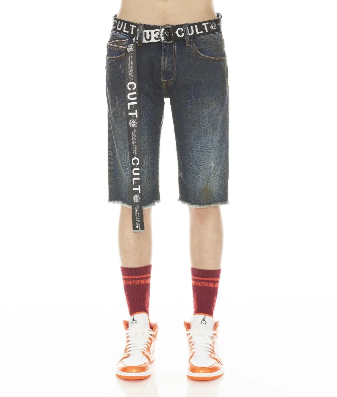 Men's pleated front twill shorts for a classic and sophisticated appearance   ROCKER MENS SHORT STRETCH w/ BELT IN TIDAL